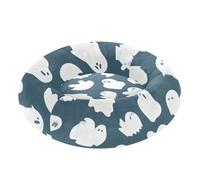 White Ghosts on Dark Blue Background Pet Dog Beds Warm & Cozy fluffier Cat Pillow Bed for Small Size Pets Supplies