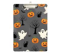 White Ghosts Print Clipboard Acrylics Cute Clip Board A4 Standard Size Clipboards Hardboard with Low Profile Metal Clip for Nurses, Lawyers, Doctor Offices