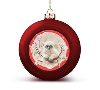 White Gibbons Flowers Christmas Balls for Tree Decoration PC Baubles Hanging Ornaments Festive Decor 2PCS