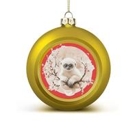 White Gibbons Flowers Christmas Balls for Tree Decoration PC Baubles Hanging Ornaments Festive Decor 4PCS