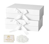 White Gift Box Large - 2 PCS Gift Box with Magnetic Lid and Ribbon, 31x22x10cm Large Premium Present Boxes, Gift Packaging Box for Birthdays, Wedding, Mother’s Day, Valentine's Day, Party Favor Boxes