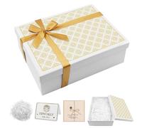 White Gift Boxes with Lids,Foldable Gift Box for Presents with Greeting Card Envelope,Raffia and Ribbon,Large Party Present Boxes,Designed for Valentine's Day,Birthdays,Weddings