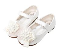 White Girls' Glitter Mary Jane Shoes Low Heel Princess Dance Shoe - Bow Cute-Accent Soft Sole Ballet Dress Flats for Party,Wedding,School,Banquets,Birthday Parties,Cosplay Size 11.5
