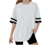 White Girls T-Shirt Oversized Crewneck Baseball Tee Short Sleeve Summer Tops Loose Fit Lightweight Tunic Tees Longline Basic Blouse Leisure Fashion Top Children's Comfy Clothing 10-11 Years
