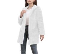White Girl's Teddy Fleece Hooded Cardigan-Boys & Girls School Jacket Winter Warm Fuzzy Kids Coat Thickened Thermal Pocket Outerwear Overcoat 14 Years