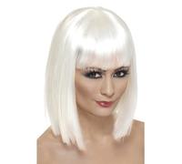 Glam Gagag Wig White, Short Straight Bob Ladies Fancy Dress Halloween Accessory