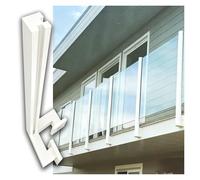 White Glass Balustrade Post Complete Kit, Balcony/Patio/Porch External Windproof Panels Guardrail Column Side Support, for 2/5"-1/2" Glass Panel(White Corner Post,H 150cm/59in)