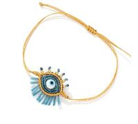 White Glass Bead Eye Charm Adjustable Bracelet For Couples Handmade Jewelry Dopamine Inspired Design Wristchain