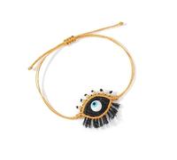 White Glass Bead Eye Charm Adjustable Bracelet For Couples Handmade Jewelry Dopamine Inspired Design Wristchain