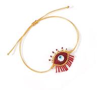 White Glass Bead Eye Charm Adjustable For Couples Handmade Jewelry Dopamine Inspired Design Wristchain Round Bead Wristband With Eyelash Design
