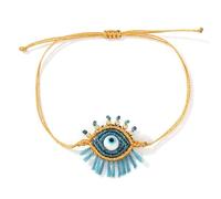 White Glass Bead Eye Charm Adjustable For Couples Handmade Jewelry Dopamine Inspired Design Wristchain Fashionable Eyelash Eye Wrist Accessory