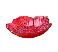 White Glass Candy Dish, Flower-Shaped Fruit Tray - Crystal Glass Fruits Dessert Dish (Small, Red)