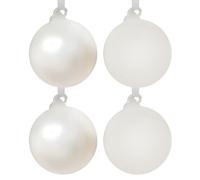 White Glass Christmas Baubles - Set of 4 Elegant Hanging Ornaments with Frosted Matt & Pearl Finish - Luxury Xmas Tree Decorations with Ribbon Hangers - Durable & Reusable Festive Décor - 9cm