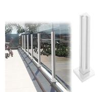 White Glass Railing Post for Outdoor Balustrade Square Glass Panel Support Pillar for Patio Pool PorchDurable Handrail Column for Staircases and Decks