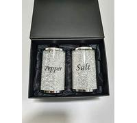 White Glass Sparkle Ornament Bling Crushed Diamond Gift | CRYSTALLIZED Kitchen salt and pepper storage Organiser Accessory| Crushed Diamond Display | Present Gifts for all occasion, Home Decor