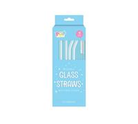 White Glass Straws with Cleaner, Pack of 4 - Reusable & Stylish Design, Perfect for Hot & Cold Drinks