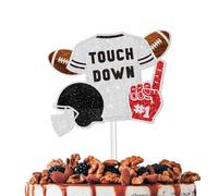 White Glitter Jersey Cake Topper Cheer to Rugby Ball Touchdown Sport Theme Decor Supplies Men Women Birthday Party Decorations