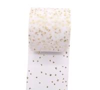 White Glitter Mesh Roll, Stars Tulle Roll, Glitter Tulle Fabric Roll, Sparkle Star Netting Fabric for DIY Crafts Gift Wrapping, 6cm*25 Yards