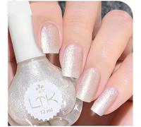 White Glitter Nail Polish - Silver, Super Sparkling Vegan Holographic, Quick Dry, Long Lasting, No UV Light Needed, Chip Free, DIY Nail Art French Manicure