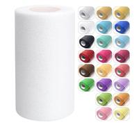 White Glitter Tulle Fabric Rolls, 6 Inch x 50 Yards Sparkling Spool Ribbon Sequin Netting for DIY Tutu Skirt Wedding Decoration Baby Shower Birthday Party Backdrop Gift Wrapping Bow Craft Supplies