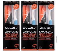 White Glo Charcoal Deep Stain Remover Toothpaste, 100ml -Pack of 3