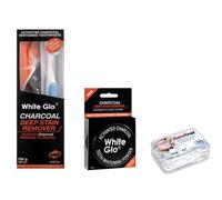White Glo Charcoal Deep Stain Remover Whitening Toothpaste +White Glo Charcoal Polishing Powder Deep Stain Remover Whitening +Sanitral Dental Floss (Set of 3)