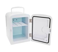 (White) Global Gizmos Mini Fridges / Table Top Fridge for Bedrooms / Portable Design with Carry Handle / 4 Litre Capacity