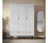 White Gloss 3-Door Wardrobe with 2 Drawers - Valencia
