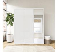 White Gloss 3 Door Wardrobe with Mirror and Soft Close Doors - Lexi