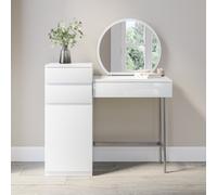 White Gloss Dressing Table with Mirror and Storage Drawers - Lyra