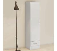 (White Gloss) Nevada 1 Door 1 Drawer Wardrobe Bedroom Furniture