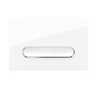 White Gloss Push Plate with Chrome Trim - Compatible with Geberit Sigma, Delta & Basic Flush-Mounted Cisterns