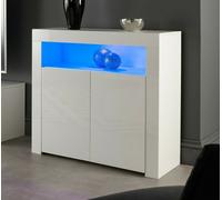 Black Gloss Sideboard Storage Cabinet 90cm 2 Door LED Lights Cupboard