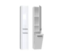 (White gloss) YANA - Bathroom furniture with laundry basket - 31x30x174cm - Bathroom storage column