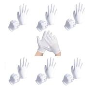 White Gloves Cotton Fabric Gloves White Washable and Stretchy Cloth for Multipurpose Care Cotton Gloves Comfortable and Breathable for Skin Care, Jewellery Examination 22 cm 6 Pairs