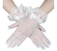 White Gloves Fancy Dress Lace Gloves for Women Tea Party Elegant Bride Lace Gloves for Wedding Party Costume Prom,Accessories Suitable for Dinner Flower Etiquette
