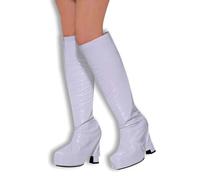 White Go Go Boot Tops 60s 70s Disco Fancy Dress Shoe Covers Womens