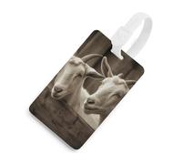 White Goat Luggage Tag Classic Personalized Repeated Luggage Tag Cute Unique Travel Essentials Identifiers for Women Men Baggage Backpack Handbag Suitcase