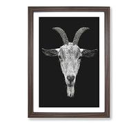 White Goat Vol.1 Painting Framed Print | A2 Walnut Framed Wall Art | Ready to Hang | Modern Animal Picture | Living Room Bedroom Lounge Office