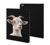 White Goat With Glasses Funny Tablet Case Compatible with IPAD Pro 2020 （11in）/2020 （10.2in）/2020 AIR 4 （10.9in）/Pro 2021 （11in）/Air4/Air5 （10.9in） Personality Protective Cover with Pen Slot