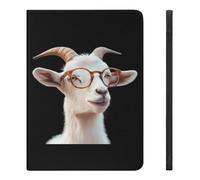 White Goat With Glasses Funny Tablet Case Compatible with IPAD Pro 2020 （11in）/2020 （10.2in）/2020 AIR 4 （10.9in）/Pro 2021 （11in）/Air4/Air5 （10.9in） Personality Protective Cover with Pen Slot