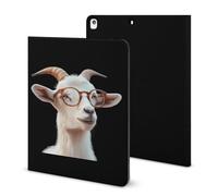 White Goat With Glasses Funny Tablet Case Compatible with IPAD Pro 2020 （11in）/2020 （10.2in）/2020 AIR 4 （10.9in）/Pro 2021 （11in）/Air4/Air5 （10.9in） Personality Protective Cover with Pen Slot