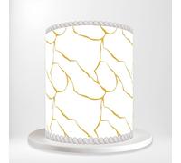 White Gold Abstract Art Style Restoration Veined Texture Wrap Around Print A4 Edible Paper Icing Sheet Cake Topper Side Ribbon Border Decor for Personalised Themed Decorations