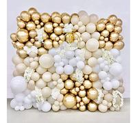 White Gold Balloon Arch Kit, 131pcs Sand White and Gold Balloons Garland, Cream and Gold Balloon Nude Balloons for Birthday Party, Baby Shower, Boho Wedding, Engagement,Anniversary Backdrop Decoration