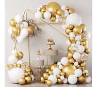 White & Gold Balloon Garland Kit - 124-Piece Set (Metallic White, Gold & Confetti Balloons) | Arch Decor for Weddings, Engagements, Birthdays, Graduations, Baby Showers & Anniversaries