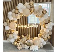 White Gold Balloons Arch Kit, 185 Pcs White Sand Gold Balloon Garland with Nude Balloons for Birthday Party Decoration, Boho Wedding, Anniversary, Baby Shower, Gender Reveal Party Backdrop Decoration