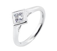White Gold Band 14K, Wedding Band for Women Solitaire with Square Moissanite 1ct Band White Gold Comfort Fit Size K 1/2