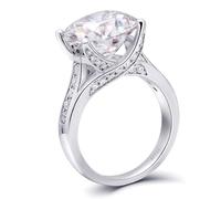 White Gold Band for Women, Mom Rings for Women 14K with 5ct 4 Prong Round Moissanite Size U 1/2