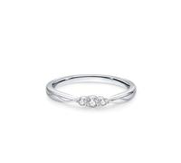 White Gold Band Ring 9K, Women's Wedding Ring with Diamond Silver Size O 1/2 Birthday Gifts for Women