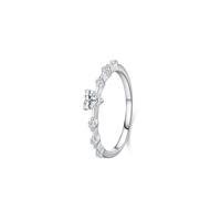 White Gold Band Ring Woman, Wedding Engagement Ring Simple Row Design with Round Heart Lab Diamond Au375 9K White Gold Band Size S 1/2